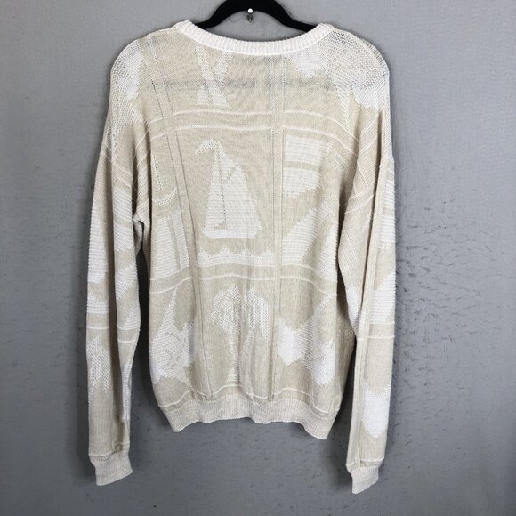 Vintage Tanto Pelo Sweater Mens Extra Large Cream White Boat Yacht Cruise Resort - Picture 3 of 16